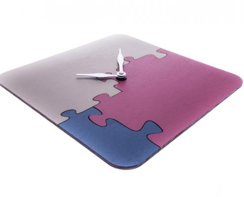"Odteď budeme 3" - hodiny puzzle řemeslné ručně vyrobené