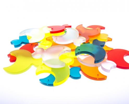 Rybičky jednobarevné tyrkysové stolní dětská hra ruční výroba